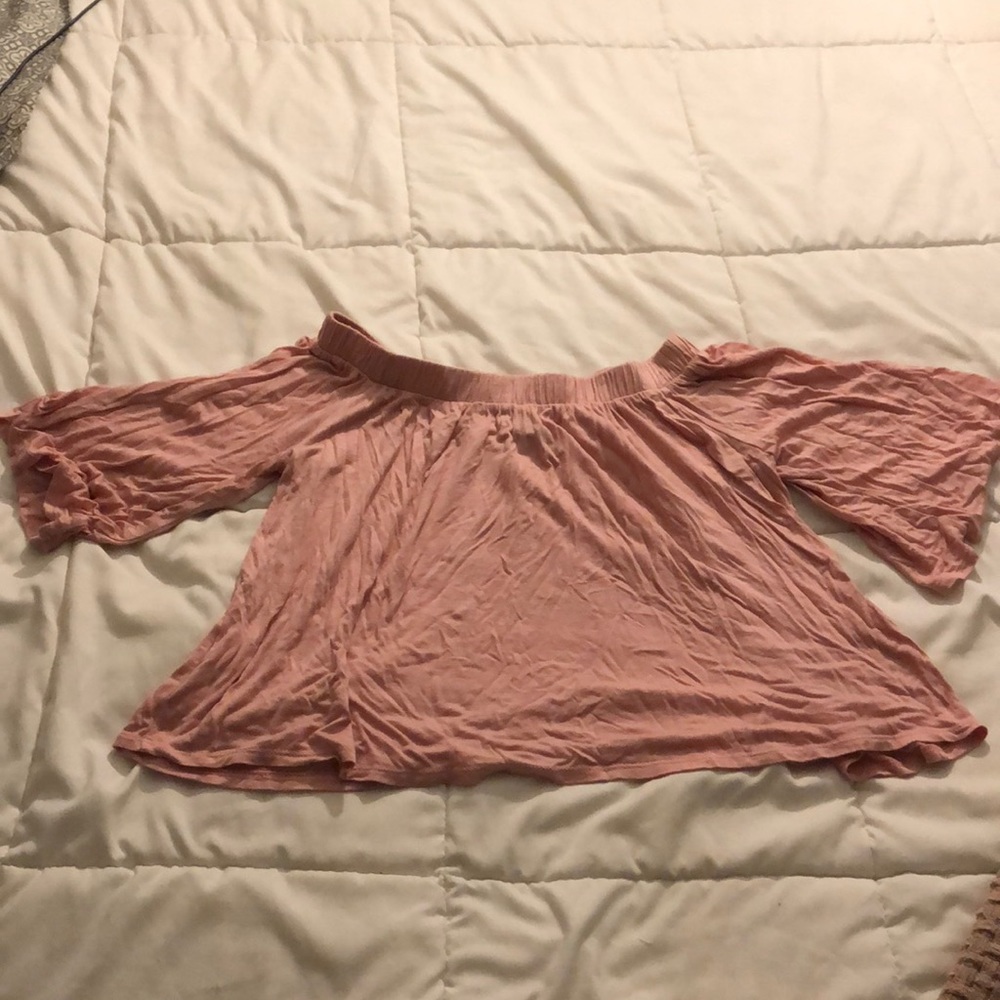 Flowy Pink Off the Shoulder Crop